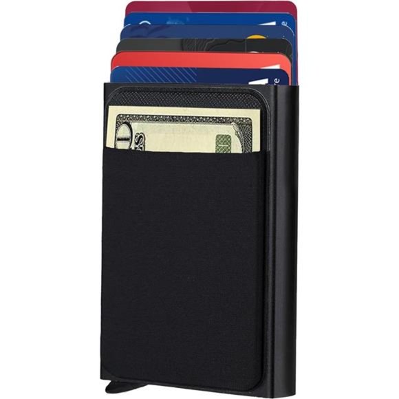 Men's Slim Minimalist Wallet RFID Blocking Wallet Money Clip Card Holder - Picture 1 of 6